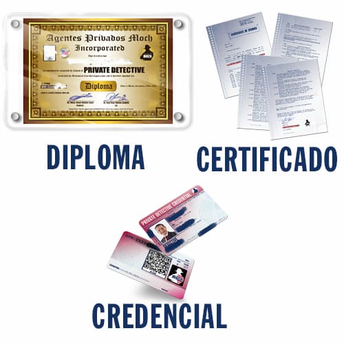 Diploma Certificado de Estudios y Credencial de Detective